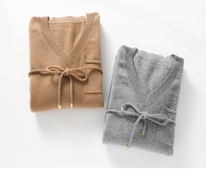 New round neck midlength Dress Solid color knitted cashmere sweater dress