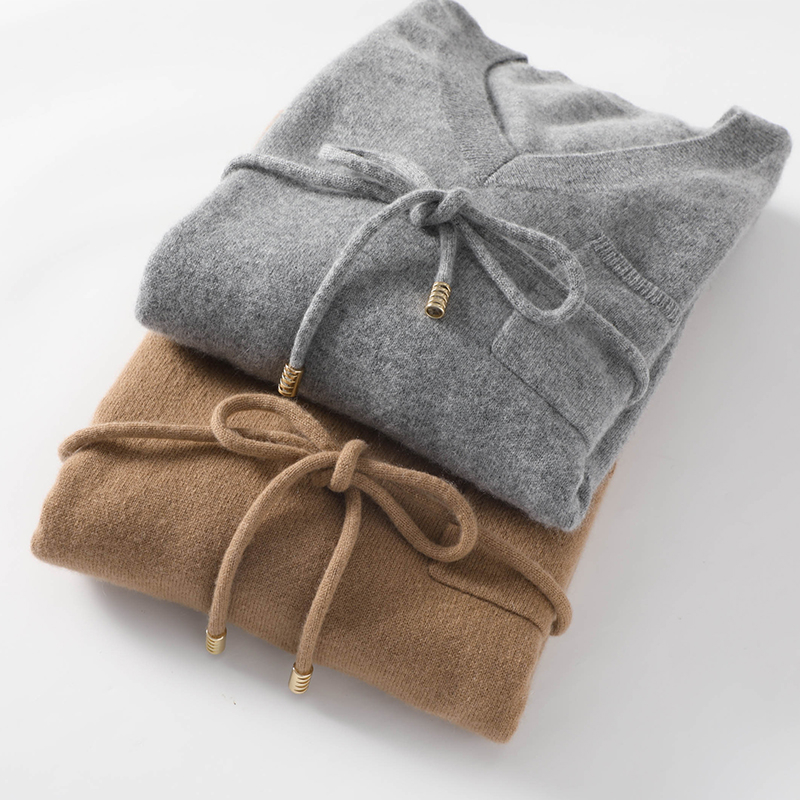 New round neck midlength Dress Solid color knitted cashmere sweater dress