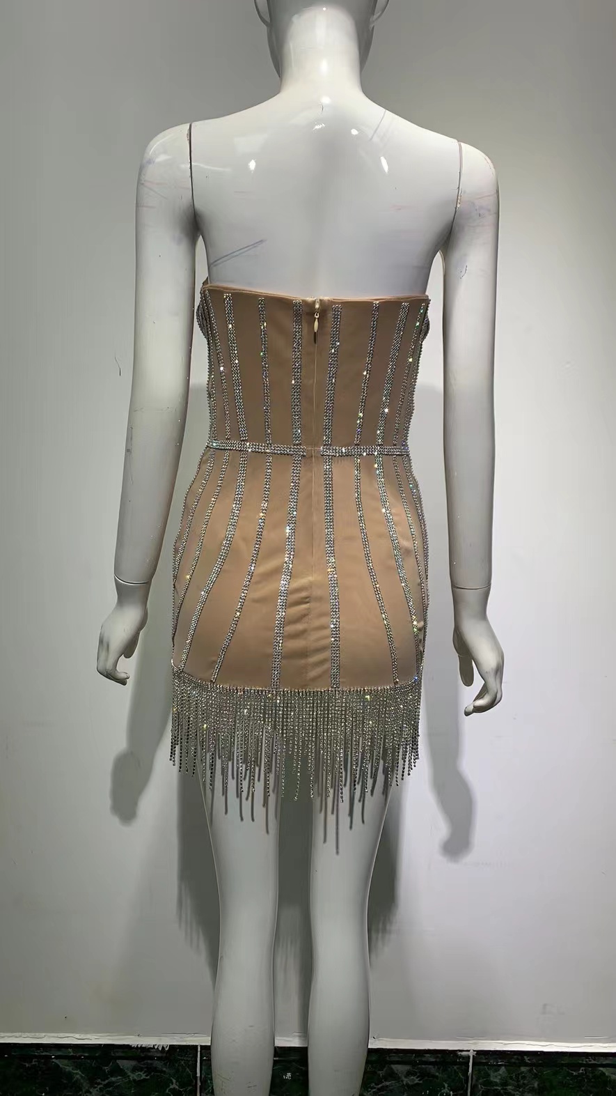 Luxury Clothing Beads Embellished Mesh Patchwork Celebrity Evening Party Mini Prom Dresses