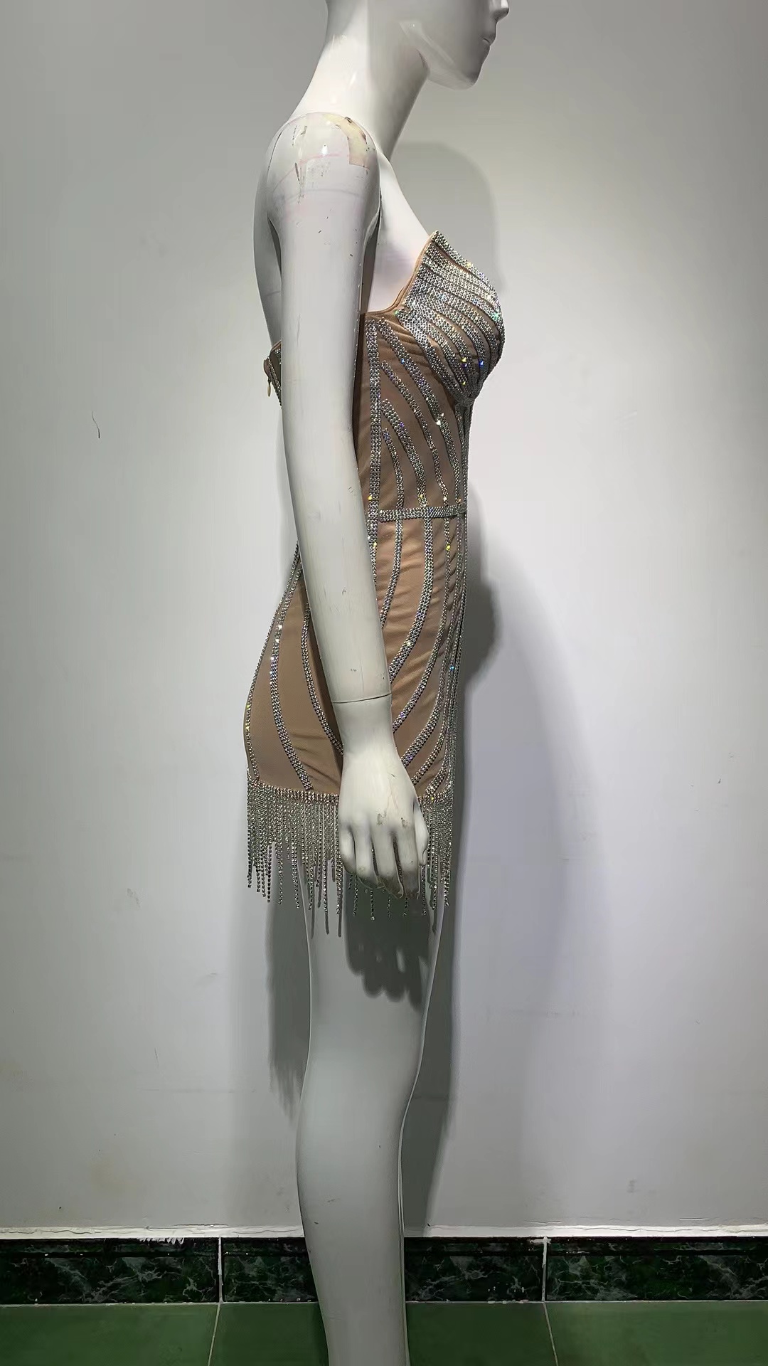 Luxury Clothing Beads Embellished Mesh Patchwork Celebrity Evening Party Mini Prom Dresses