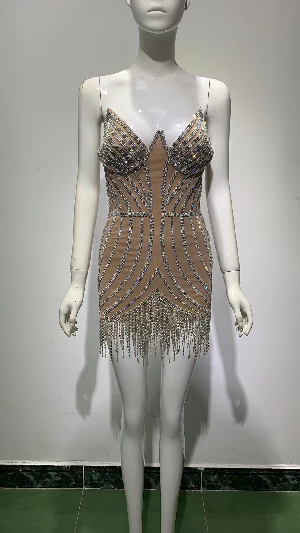 Luxury Clothing Beads Embellished Mesh Patchwork Celebrity Evening Party Mini Prom Dresses