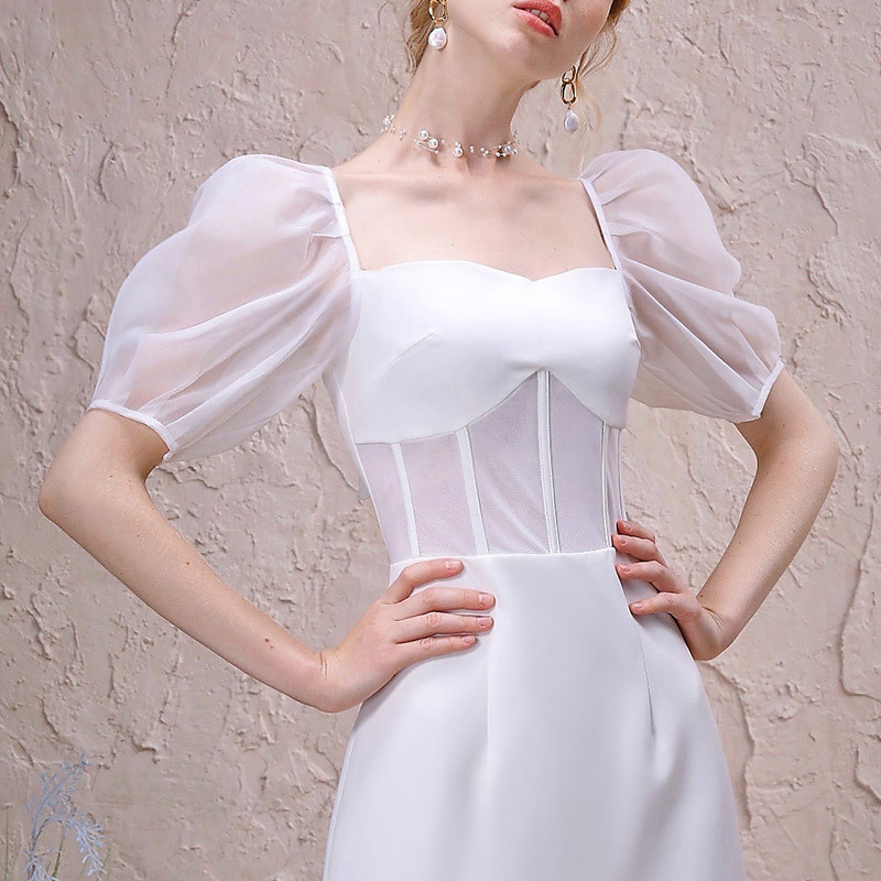 Gentle style literary dress 2022 summer new thin white dress