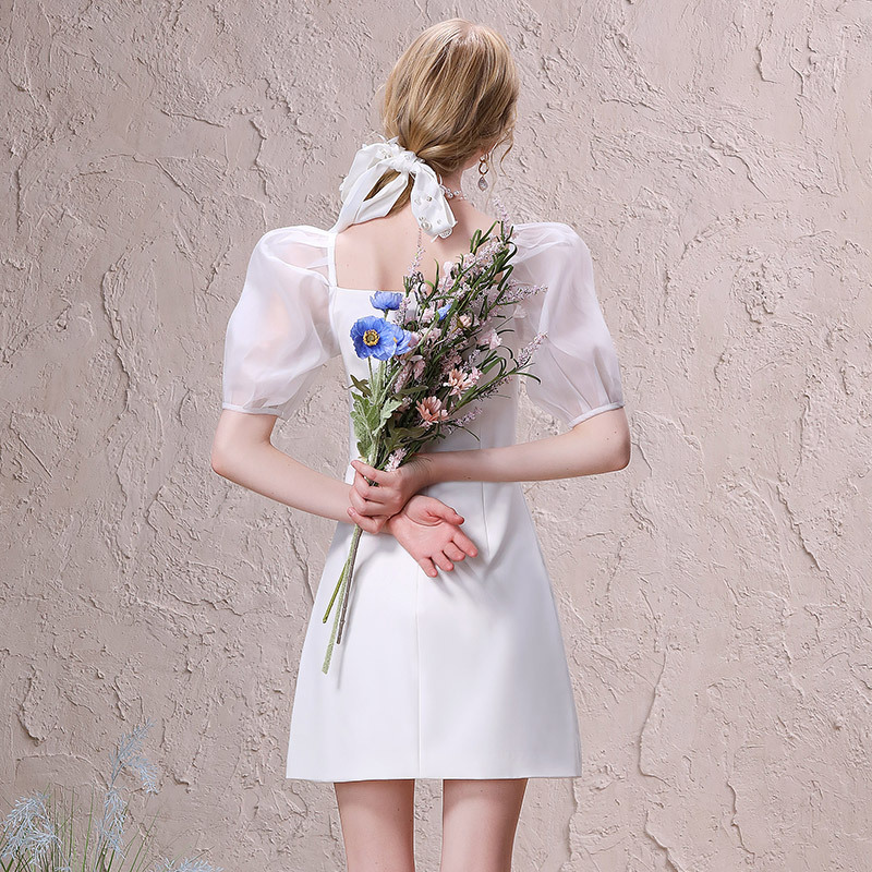 Gentle style literary dress 2022 summer new thin white dress
