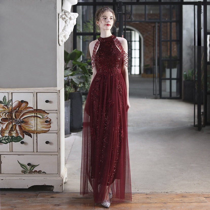 elegant women outfit long Bride wedding car model exhibition dress women  evening dress
