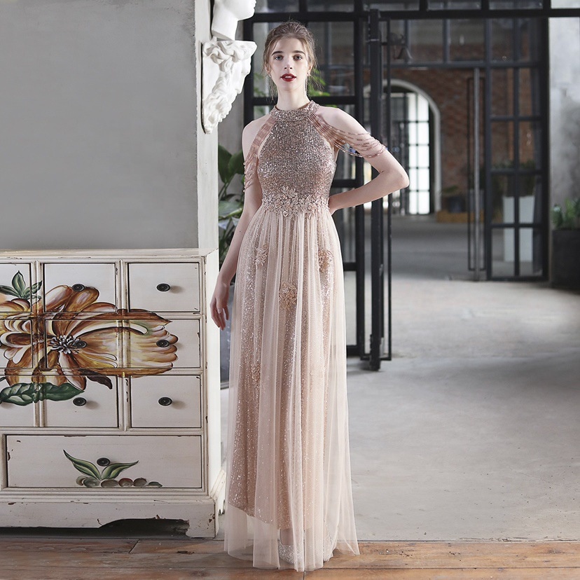 elegant women outfit long Bride wedding car model exhibition dress women  evening dress