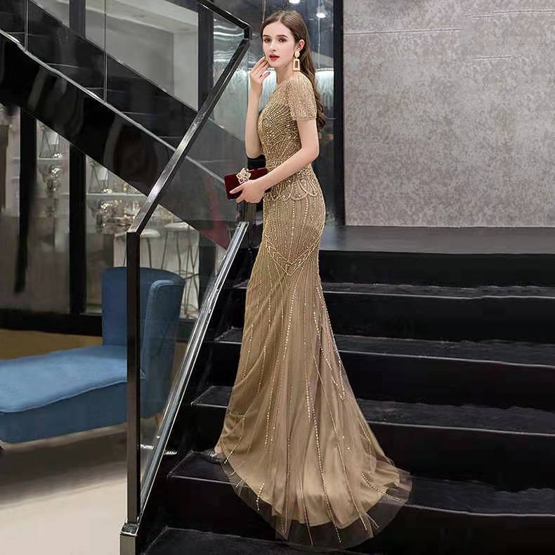 2022 Summer New Fashion High-end Women's Evening Dress Banquet Temperament Fishtail Celebrity Noble 