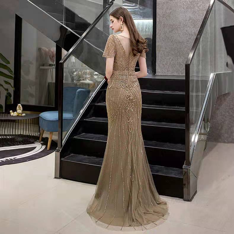 2022 Summer New Fashion High-end Women's Evening Dress Banquet Temperament Fishtail Celebrity Noble 