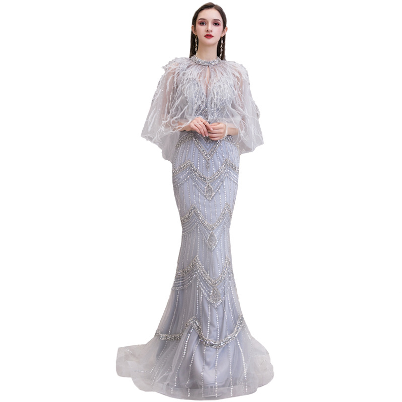 Custom Hand Made Heavy Beading V-Neck Mermaid Long Party Wear Dresses Custom Fashion Ball Gown Sexy 