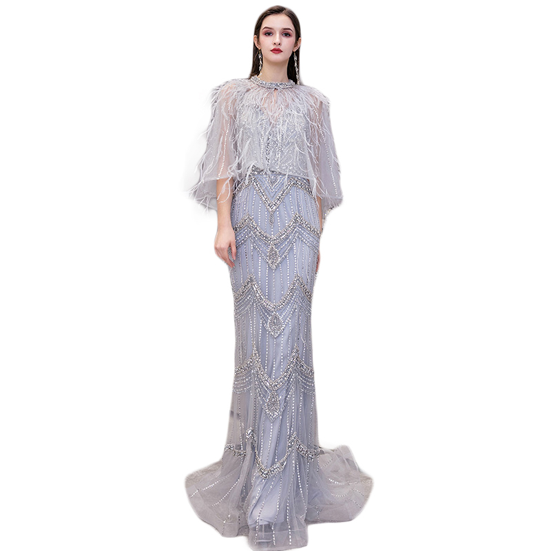 Custom Hand Made Heavy Beading V-Neck Mermaid Long Party Wear Dresses Custom Fashion Ball Gown Sexy 