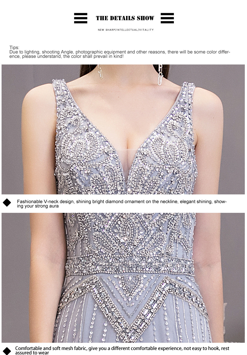 Custom Hand Made Heavy Beading V-Neck Mermaid Long Party Wear Dresses Custom Fashion Ball Gown Sexy 
