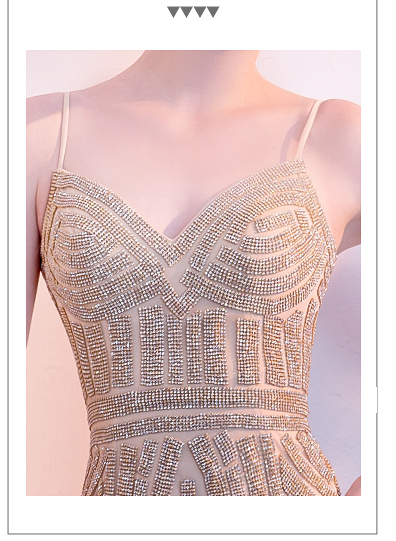 Banquet evening dress female 2021 new elegant sexy fishtail sling long slim host dress women