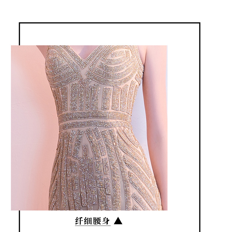 Banquet evening dress female 2021 new elegant sexy fishtail sling long slim host dress women