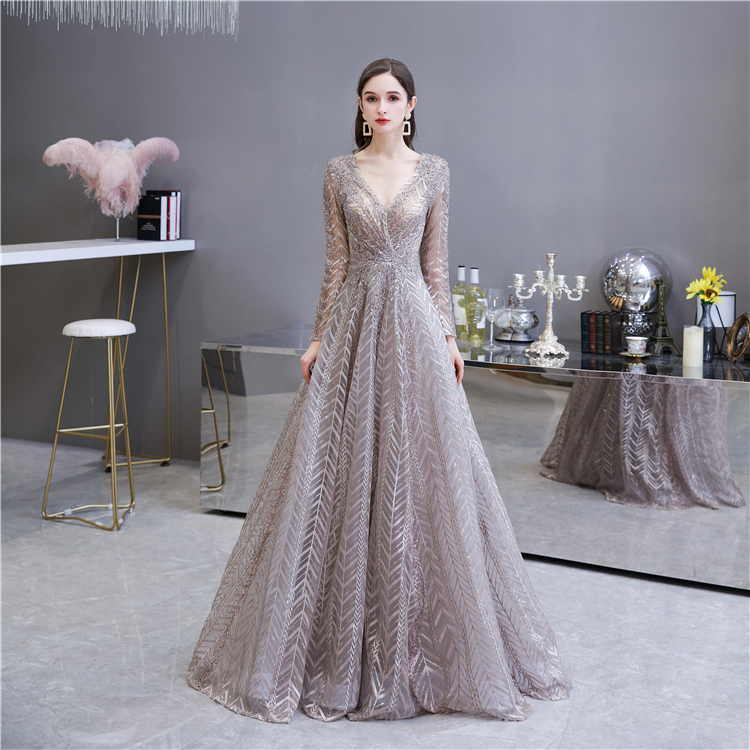NWE2009 Lace Party Dress with Stones A-line Evening Dress