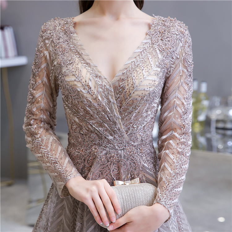 NWE2009 Lace Party Dress with Stones A-line Evening Dress
