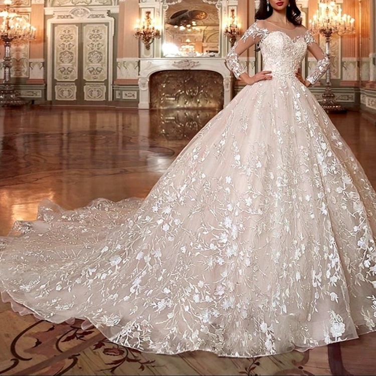 Lace Gown Robe Mariage Dress Of Bride Mother Of The Bride Dresses For Wedding Long Sleeve Muslim Wed