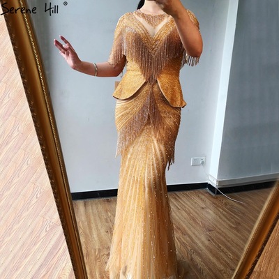 Summer ladies fringed luxury noble dresses temperament fishtail self-cultivation annual meeting banq