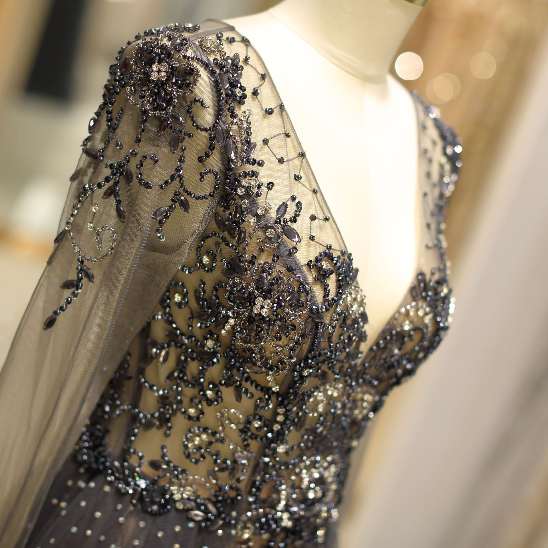 Unique Elegant Evening Dress Boutique Fashion Women Beaded Mermaid Prom Gown