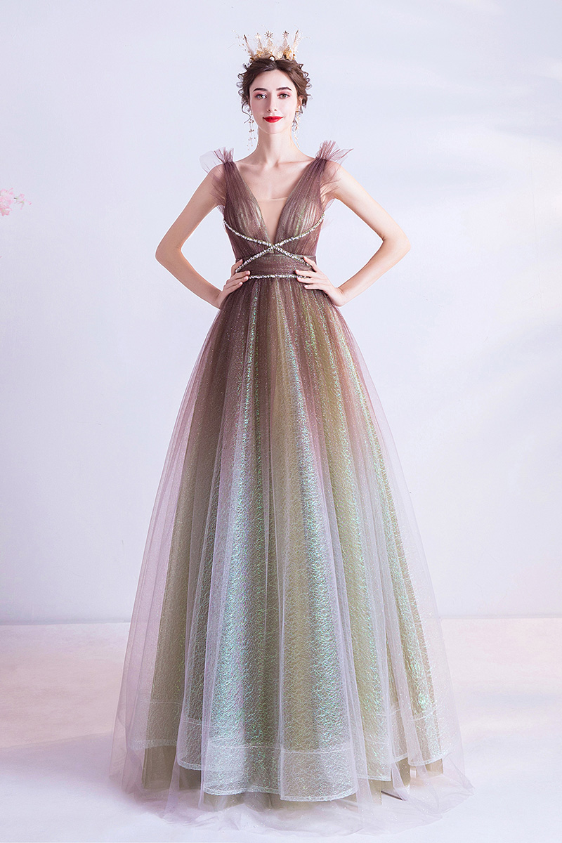 Tulle Straps Fairy Sleeveless Strapless  Evening Dresses Halter Backless Temperamental Sleeveless St