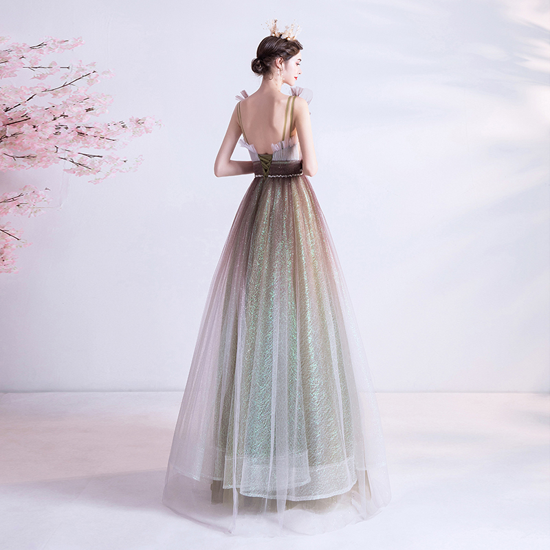 Tulle Straps Fairy Sleeveless Strapless  Evening Dresses Halter Backless Temperamental Sleeveless St