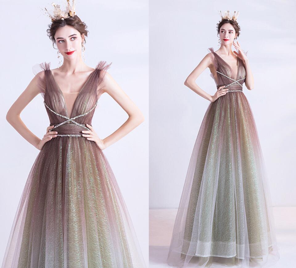 Tulle Straps Fairy Sleeveless Strapless  Evening Dresses Halter Backless Temperamental Sleeveless St