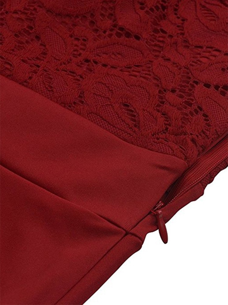 Red Lace Dress Women Patchwork Slash Neck Short Sleeve Sashes Tunic Dress 2022 Summer Ladies Sexy Ev
