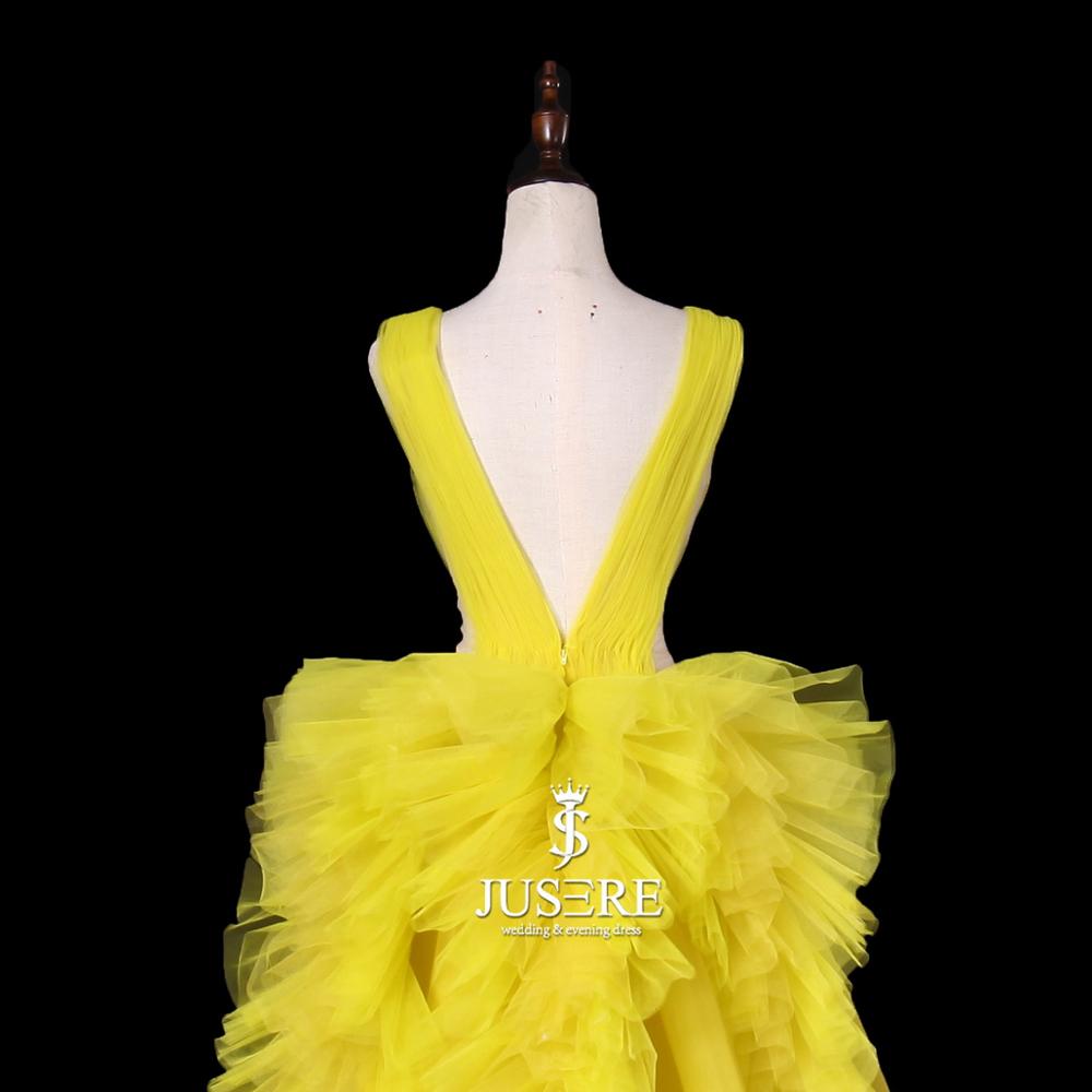 Plus Size Prom Dresses Low V Back Pleated Ruffles Evening Dresses Couture Red Carpet Evening Gowns