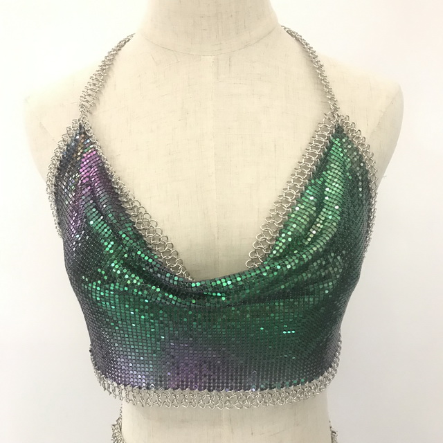 Super September Shiny Chainmail Fabric Metal Sequin Dress