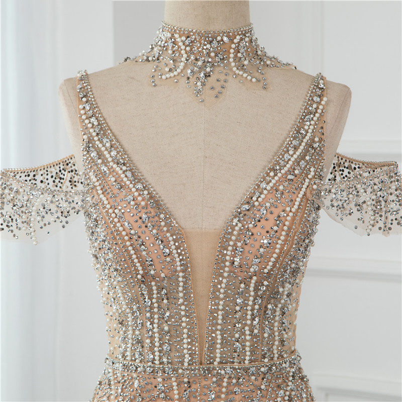 2205 Golden high-end host evening dress fish tail long annual banquet bride toasting mermaid dress W