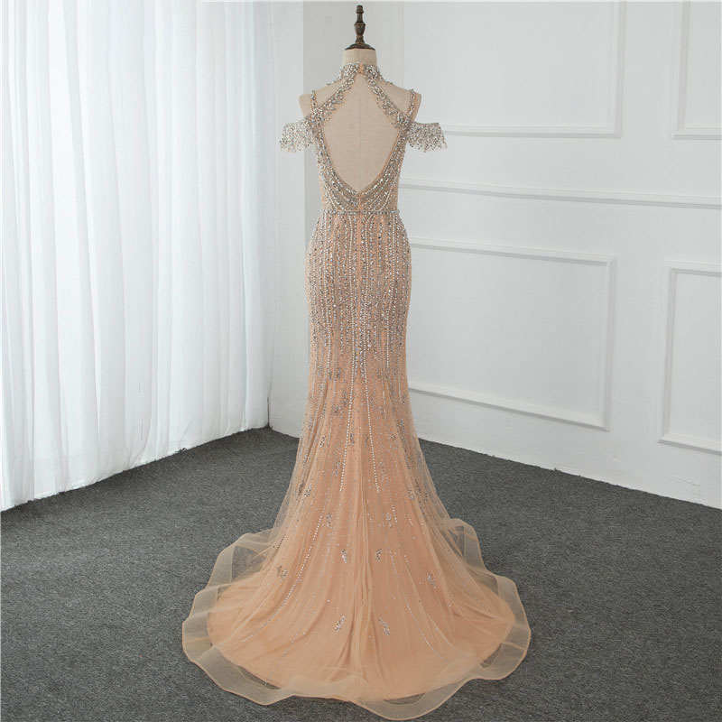 2205 Golden high-end host evening dress fish tail long annual banquet bride toasting mermaid dress W