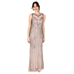 FARAH NAZ New York Women's Sexy Formal Sweep Train Dress Sleeveless Floor Length Evening Outfit Wome