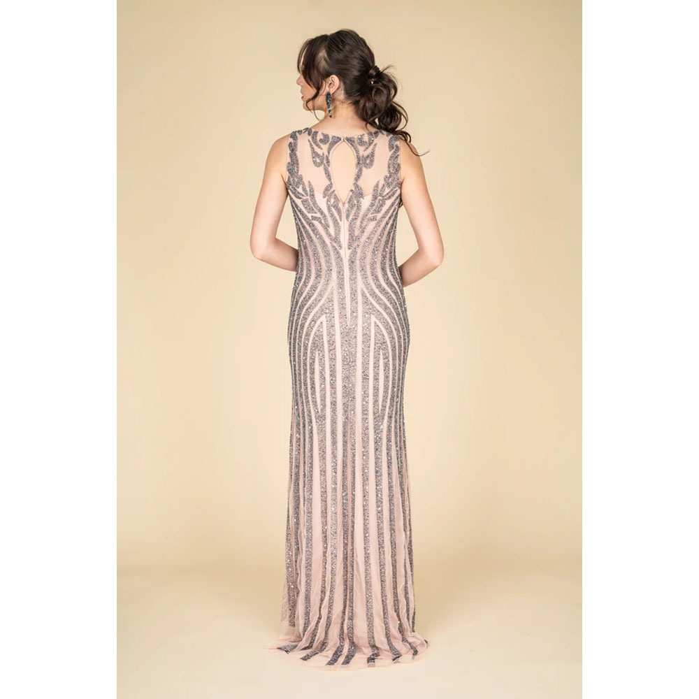 FARAH NAZ New York Women's Sexy Formal Sweep Train Dress Sleeveless Floor Length Evening Outfit Wome
