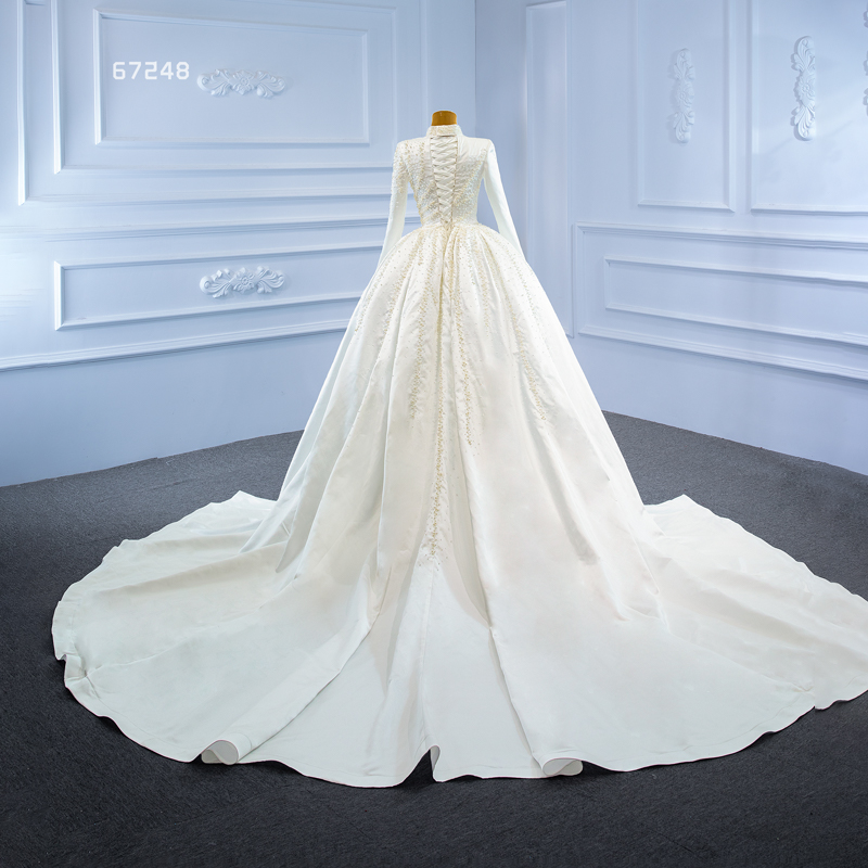 Jancember RSM67248 High Neck Long Sleeve Muslim Mermaid Detachable Tail Wedding Dresses