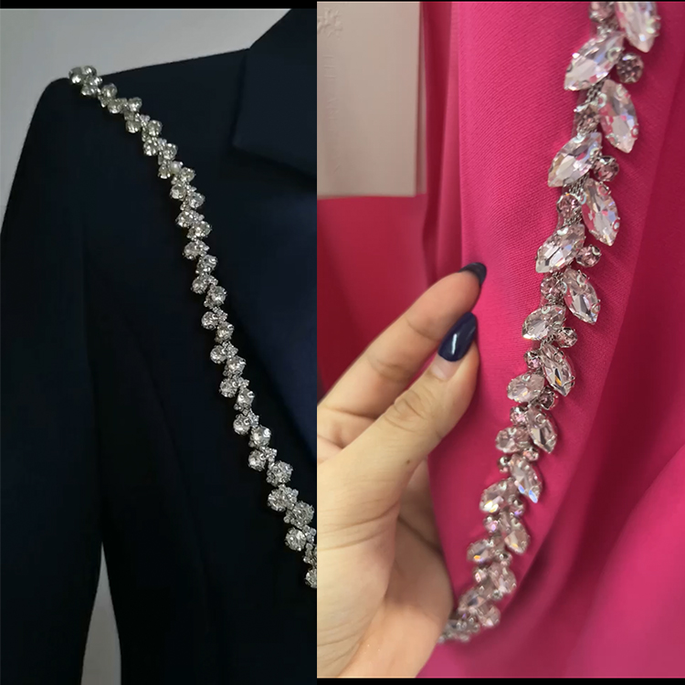 Low Quantity OEM High End Market Boutique Dress Elegant Customized Crystal Design Casual Woman Dress
