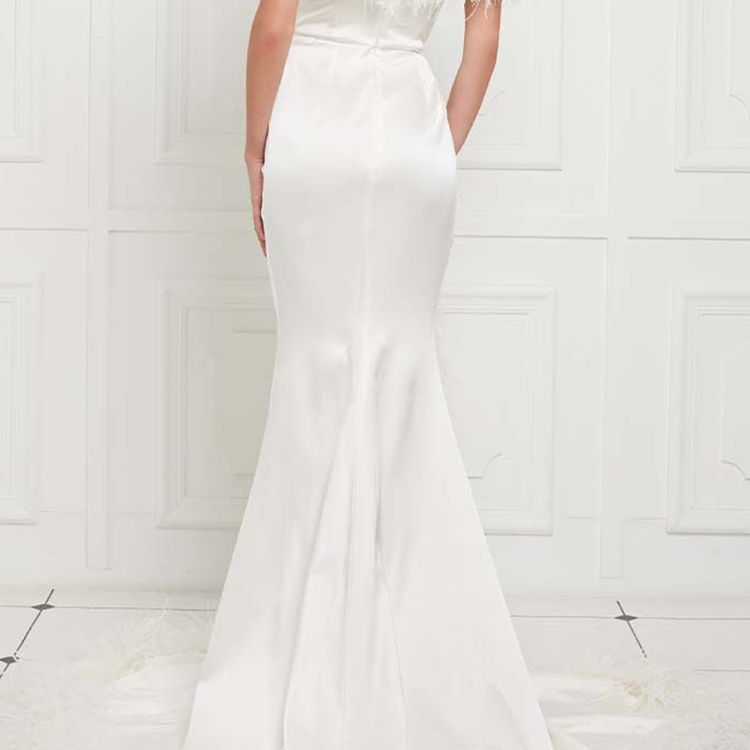 New Fashion Trimmed Off Shoulder Satin Party Gowns For Women Evening Dress