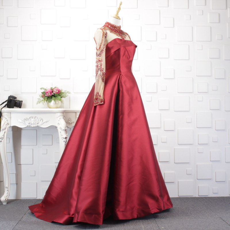 YY063 Jancember 2020 new arrivals high neck beaded satin navy dresses women party