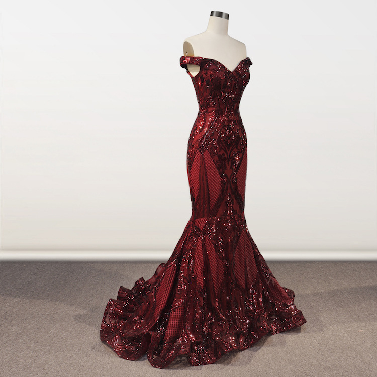Luxury Mermaid Evening Dress Sleeveless Sequin Wedding Dress Prom Dresses