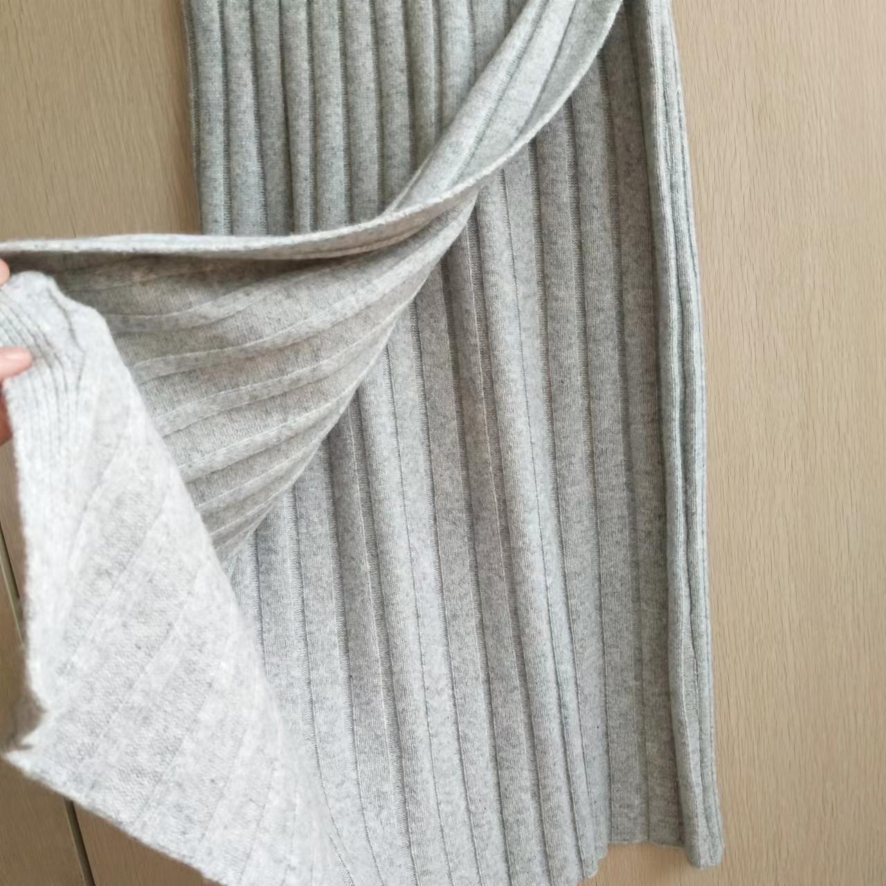Elegant double layer cable knitting cashmere  half skirt dress
