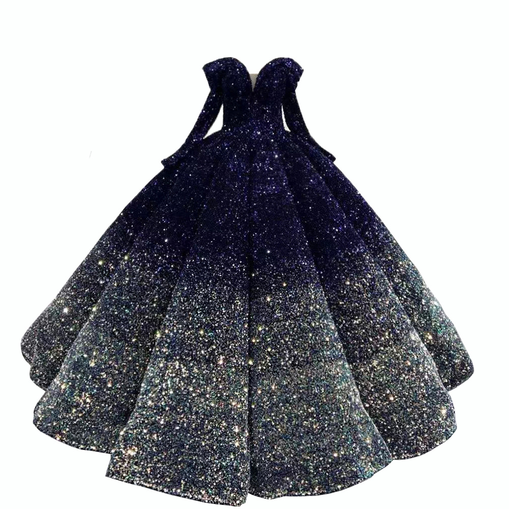 2022 New Arrivals Off Shoulder Long Sleeve Court Princess Dream Tutu Wedding Dress Bridal Gown Ball 