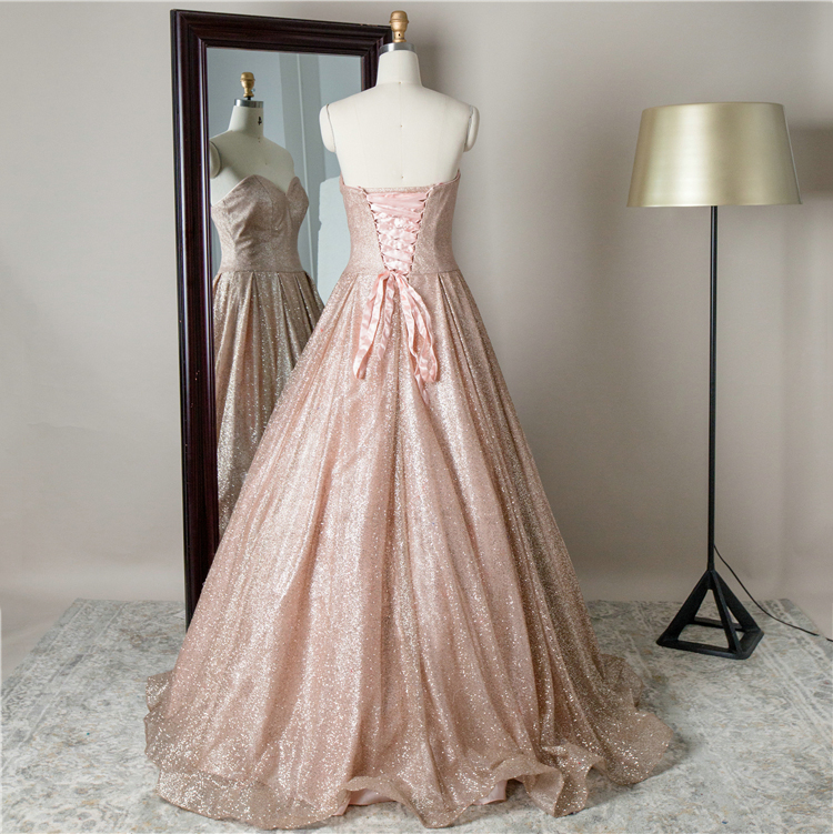 Professionally produced sweetheart neck lace up sweep train long ladies dinner gown evening dress