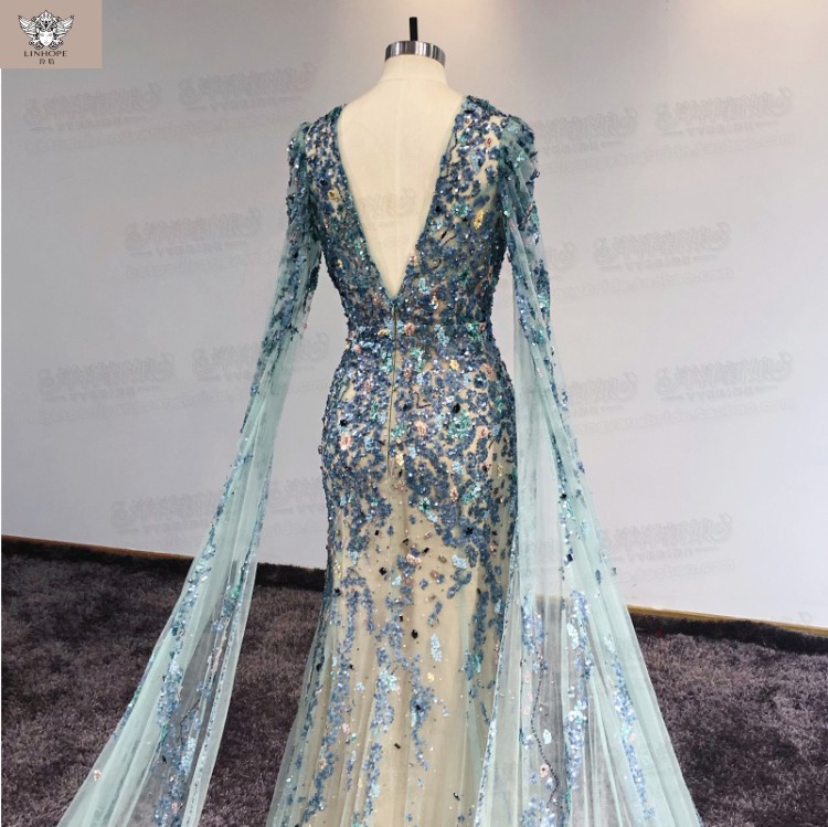 Deep V-neck slim fishtail toast dress 2022 new birthday banquet dress cocktail party annual meeting 