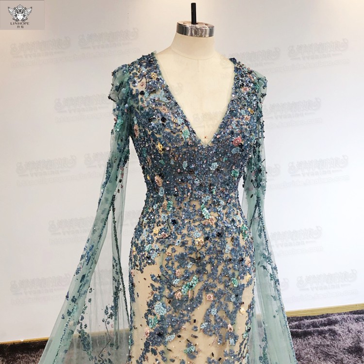 Deep V-neck slim fishtail toast dress 2022 new birthday banquet dress cocktail party annual meeting 