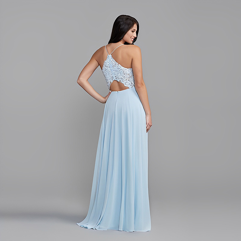 Undefined Blue Evening Dress With Flowing Slit Sexy Suspenders Bridesmaid Dress Dress Gown Women Eve