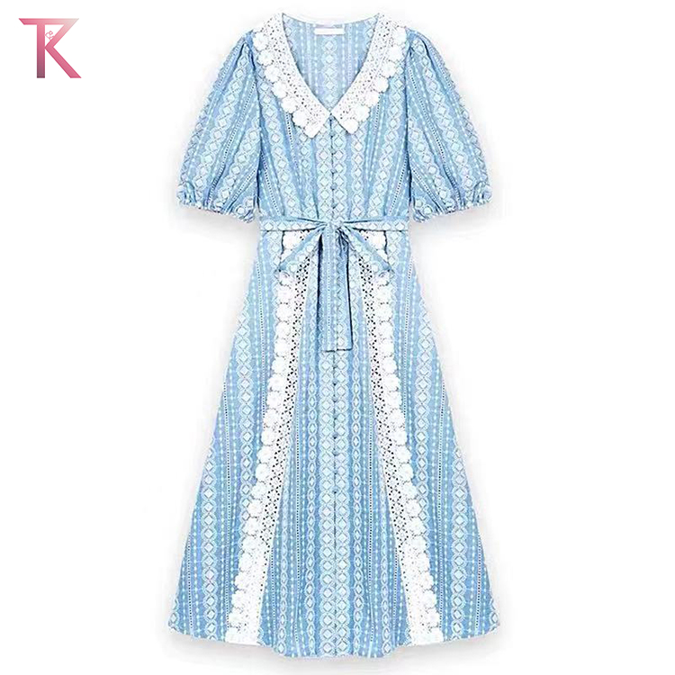 Fall 2022 V-Neck Contrast Patchwork Panel Fashion Women's Skinny Office Striped Dress