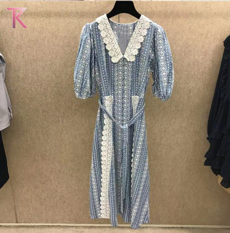 Fall 2022 V-Neck Contrast Patchwork Panel Fashion Women's Skinny Office Striped Dress