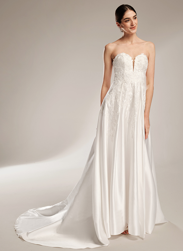 Vestido de noiva Elegant Evening Dresses Deep V Neck White A-Line Stain Princess Bridal Gown Wedding