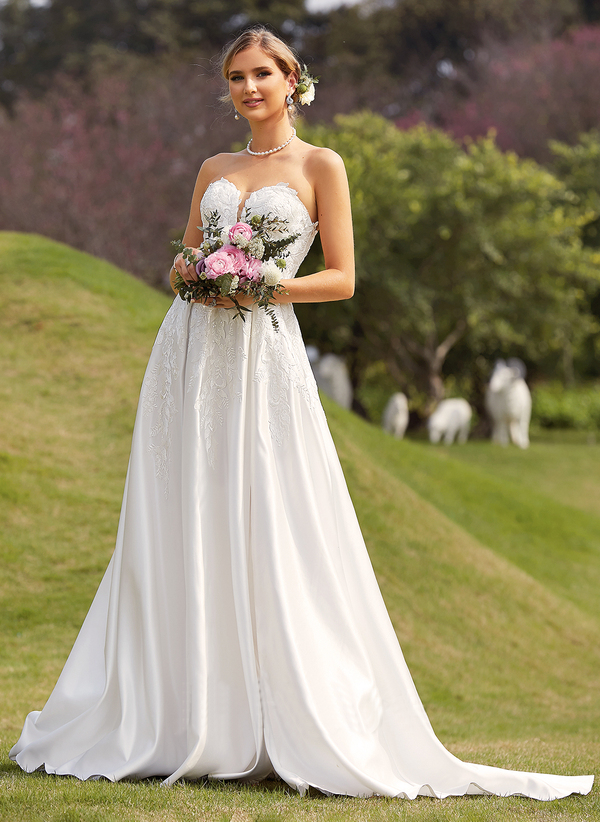 Vestido de noiva Elegant Evening Dresses Deep V Neck White A-Line Stain Princess Bridal Gown Wedding