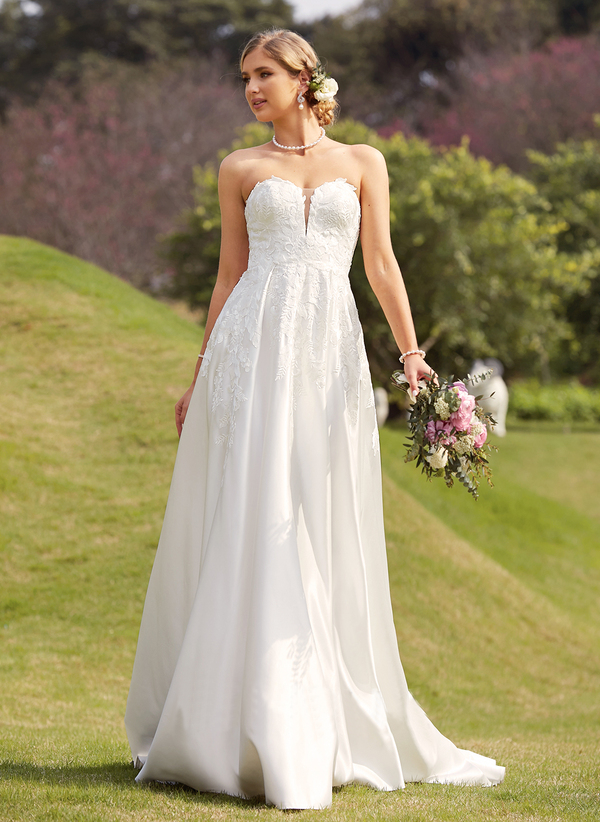 Vestido de noiva Elegant Evening Dresses Deep V Neck White A-Line Stain Princess Bridal Gown Wedding