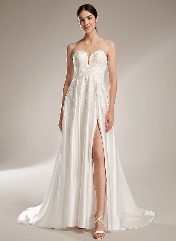 Vestido de noiva Elegant Evening Dresses Deep V Neck White A-Line Stain Princess Bridal Gown Wedding