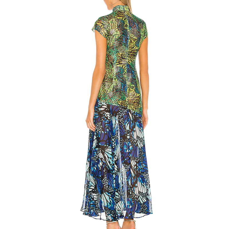 Cheongsam floral embroidered high slit women fashi