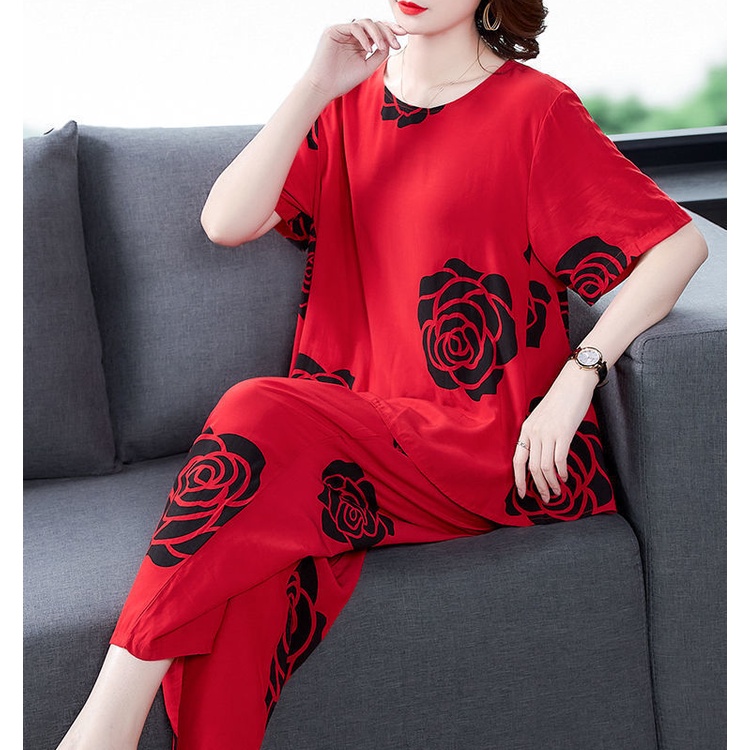 Fashion Half Sleeve Plus Size Casual Suit Two-piece Harem Pants